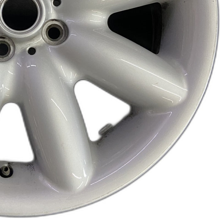 17" MINI COOPER 03-06 17x7 alloy 8 spoke white Original OEM Wheel Rim - Close-Up Detail