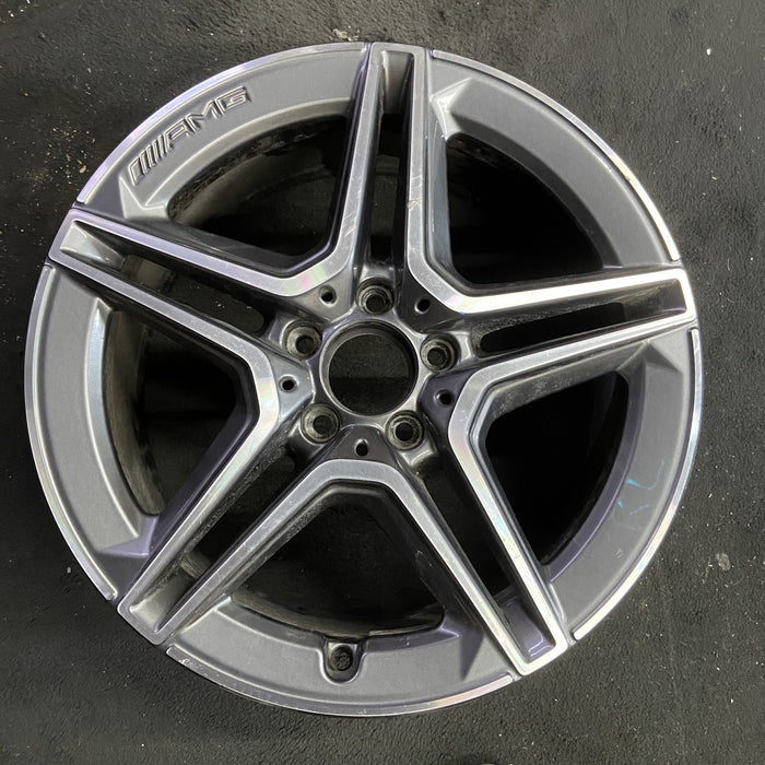 18" MERCEDES E-CLASS 21 213 Type, E450, , 18x8, 5 spoke, single spoke, machined face with gray accent Original OEM Wheel Rim
