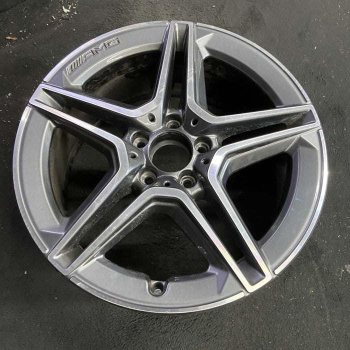 18" MERCEDES E-CLASS 21 213 Type, E450, , 18x8, 5 spoke, single spoke, machined face with gray accent Original OEM Wheel Rim