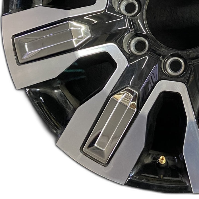 20" SIERRA 2500 PICKUP 24 20x8.5 8 spoke raised spoke machined with black - Back View