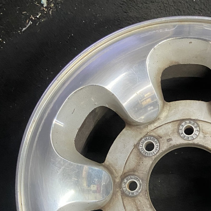 16" FORD F250SD PICKUP 99-00 16x7 SRW aluminum 6 D shaped holes Original OEM - Side Profile