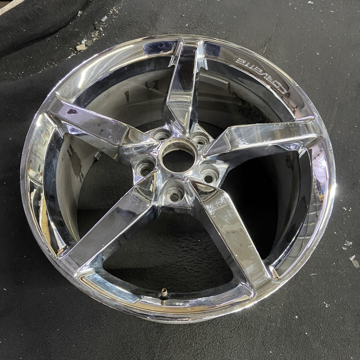 19" CORVETTE 14-15 rear, 19x10, chrome Original OEM Wheel Rim - Side Profile