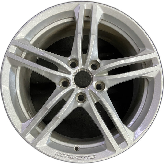 18" CORVETTE 16-19 front, 18x8.5, silver Original OEM Wheel Rim - Front View