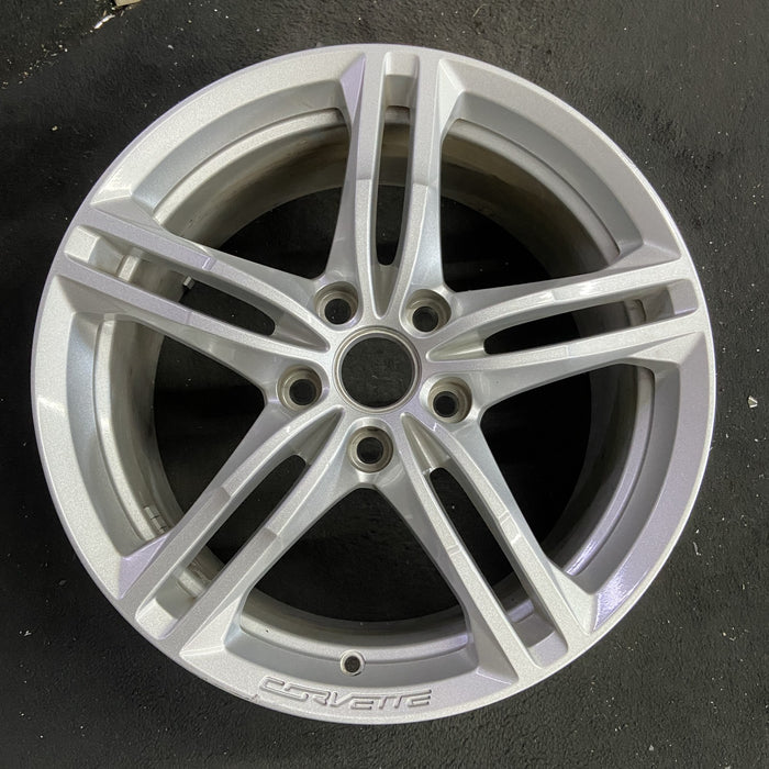 18" CORVETTE 16-19 front, 18x8.5, silver Original OEM Wheel Rim - Angle View