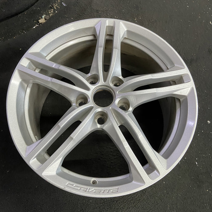 18" CORVETTE 16-19 front, 18x8.5, silver Original OEM Wheel Rim - Side Profile