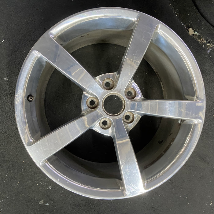 19" CORVETTE 08 19x10 , 5 single spoke, polished Original OEM Wheel Rim - Angle View