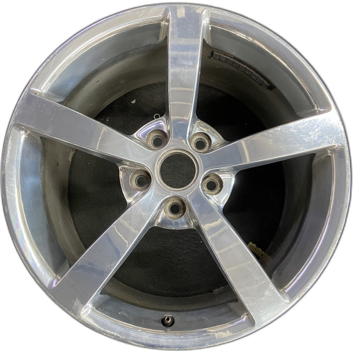 19" CORVETTE 08 19x10 , 5 single spoke, polished Original OEM Wheel Rim - Front View