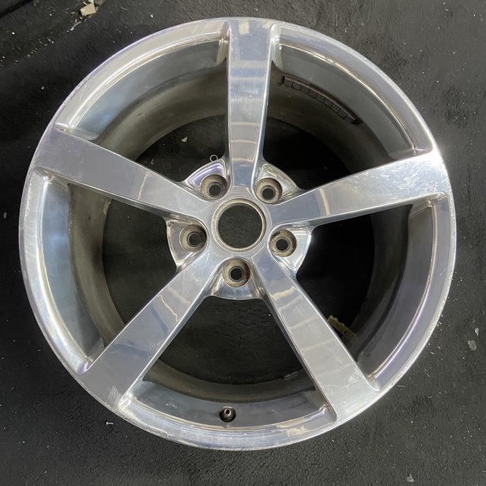 19" CORVETTE 08 19x10 , 5 single spoke, polished Original OEM Wheel Rim - Angle View