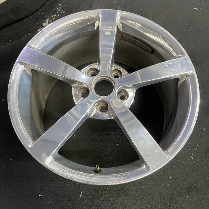 19" CORVETTE 08 19x10 , 5 single spoke, polished Original OEM Wheel Rim - Side Profile