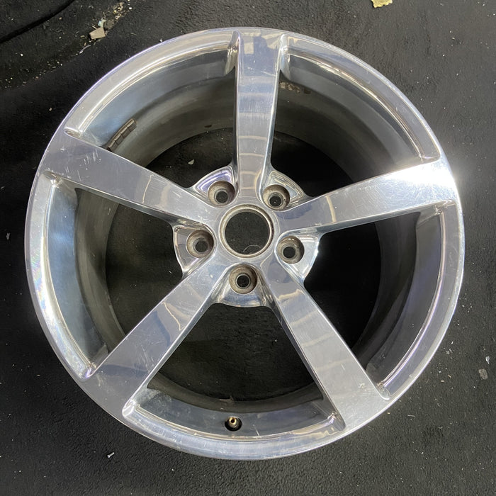 19" CORVETTE 08 19x10 , 5 single spoke, polished Original OEM Wheel Rim - Angle View