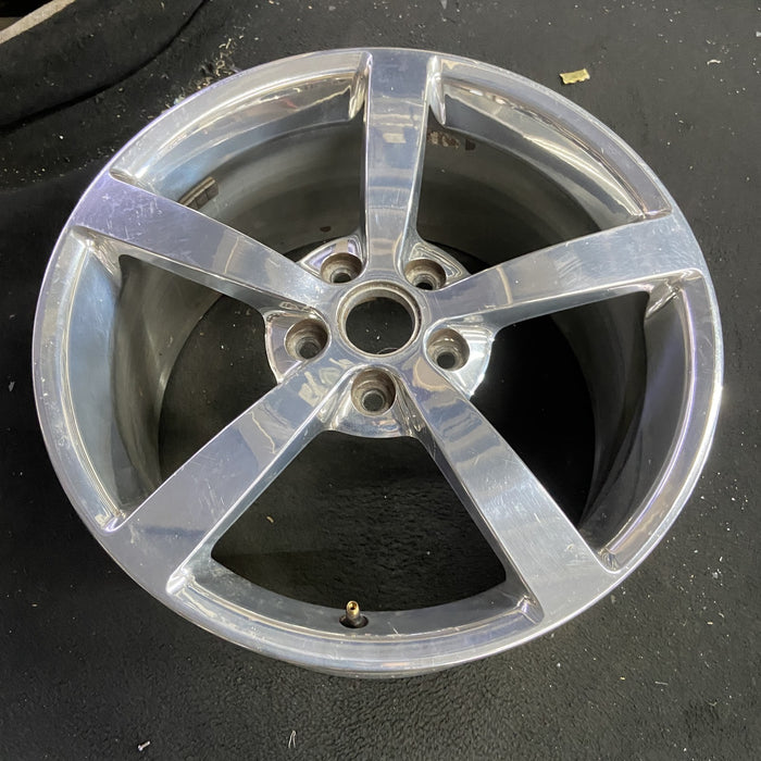 19" CORVETTE 08 19x10 , 5 single spoke, polished Original OEM Wheel Rim - Side Profile