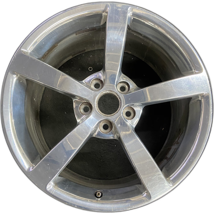 19" CORVETTE 08 19x10 , 5 single spoke, polished Original OEM Wheel Rim - Front View