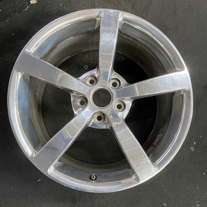 19" CORVETTE 08 19x10 , 5 single spoke, polished Original OEM Wheel Rim - Angle View