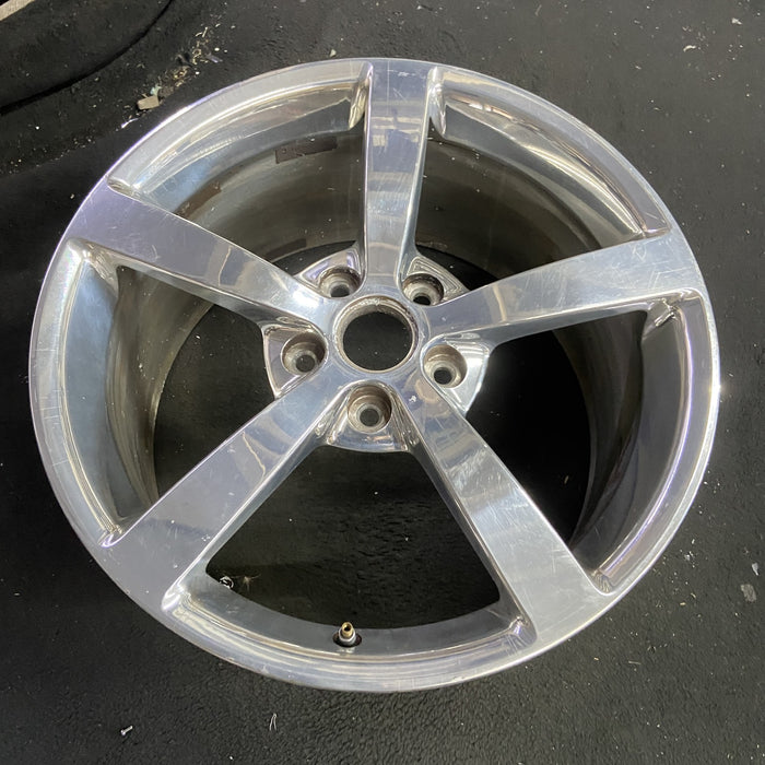 19" CORVETTE 08 19x10 , 5 single spoke, polished Original OEM Wheel Rim - Side Profile