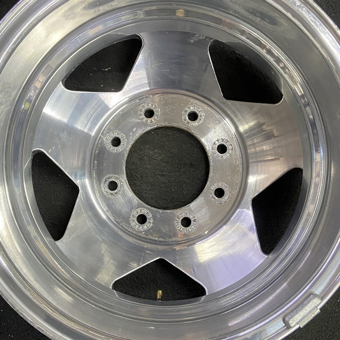 16" FORD F350SD PICKUP 99 16x6 DRW aluminum rear ID 2C34-CA Original OEM Wheel - Angle View