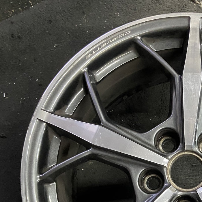 19" CORVETTE 20-22 frt 19x8.5 5 triple spoke gray opt Q8T Original OEM Wheel Rim - Side Profile