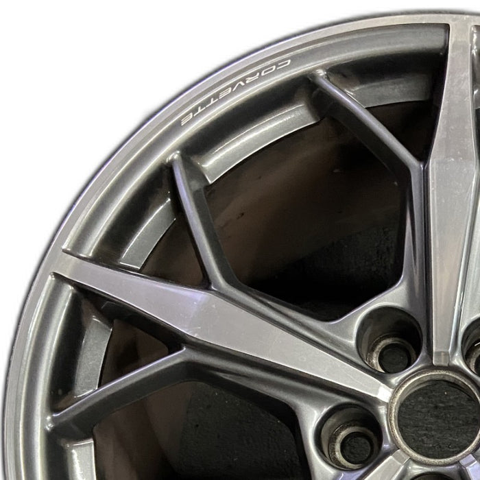 20" CORVETTE 20-22 rear 20x11 5 triple spoke gray opt Q8T Original OEM Wheel Rim - Angle View