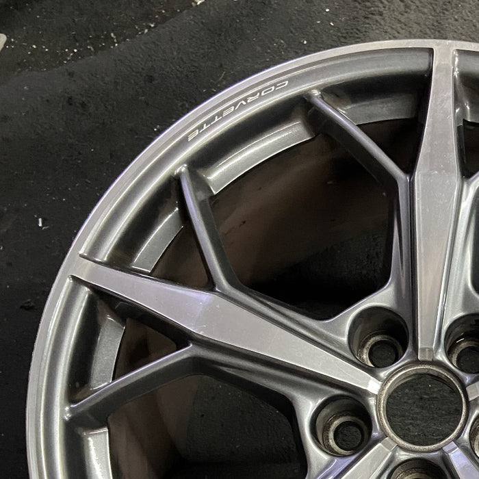 20" CORVETTE 20-22 rear 20x11 5 triple spoke gray opt Q8T Original OEM Wheel Rim - Side Profile