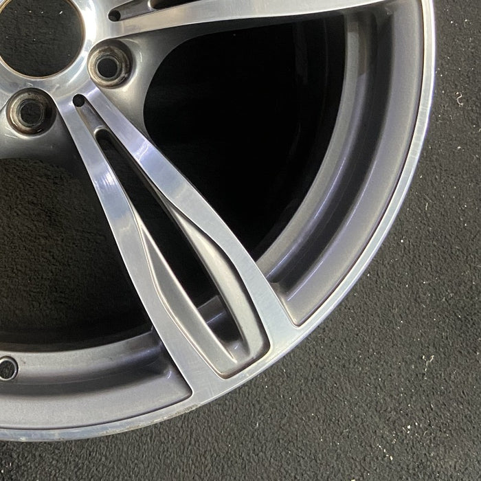 20" BMW M5 12-16 20x9 alloy 5 double spoke frt narrow opening in spoke silver - Back View