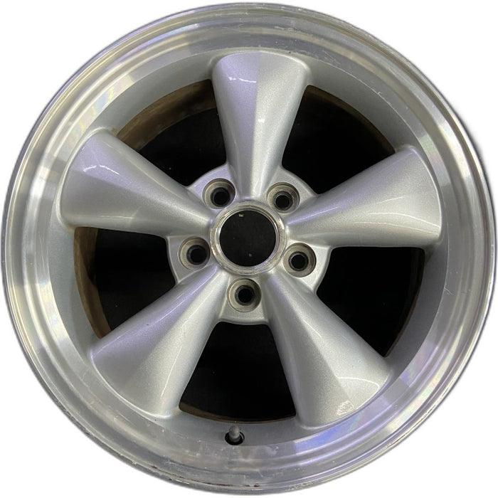 17" MUSTANG 05 17x8 cast aluminum funnel 5 spoke sparkle silver Original OEM - Front View