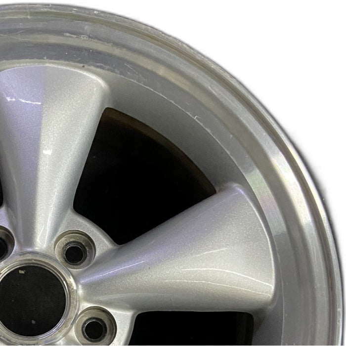 17" MUSTANG 05 17x8 cast aluminum funnel 5 spoke sparkle silver Original OEM - Side Profile