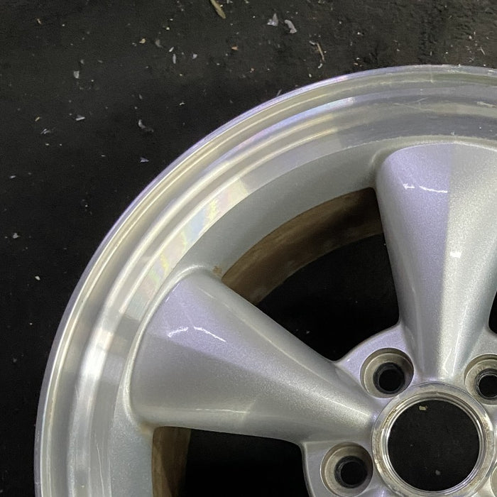 17" MUSTANG 05 17x8 cast aluminum funnel 5 spoke sparkle silver Original OEM - Side Profile