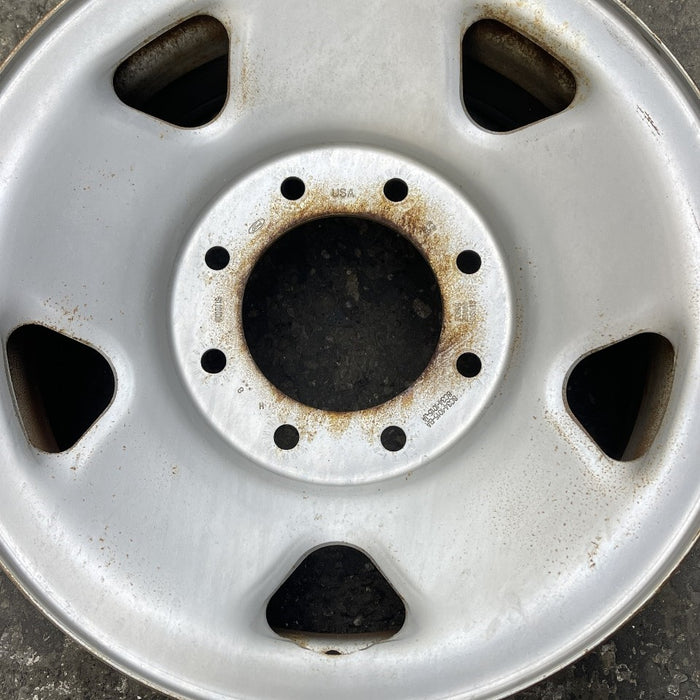 17" FORD F250SD PICKUP 05-07 17x7.5 SRW 5 spoke steel argent Original OEM Wheel - Angle View