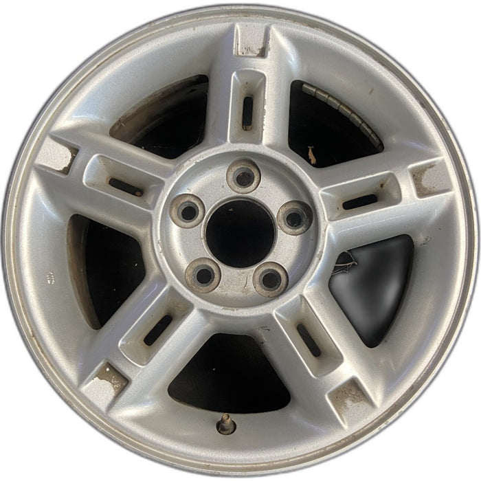 16" EXPLORER 02-03 4 Dr exc. Sport Trac; 16x7 aluminum 5 double spokes w/openings in spokes sparkle silver finish Original OEM Wheel Rim