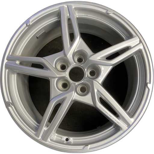 19" CORVETTE 20-22 front, , 5 spoke, gloss silver Original OEM Wheel Rim - Front View