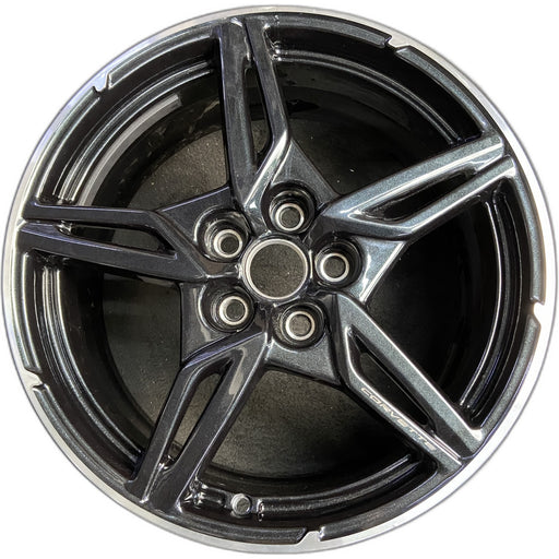 19" CORVETTE 20-22 front, , 5 spoke, black Original OEM Wheel Rim - Front View