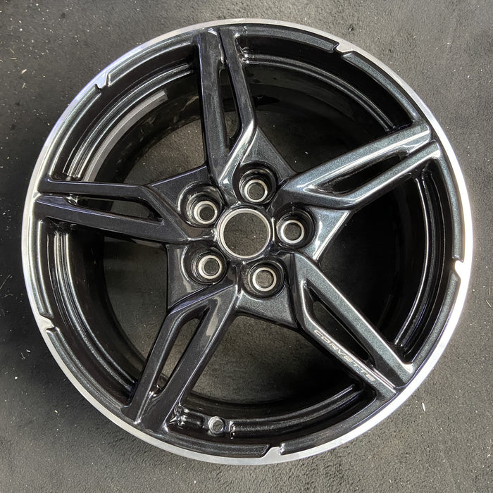 19" CORVETTE 20-22 front, , 5 spoke, black Original OEM Wheel Rim - Additional View