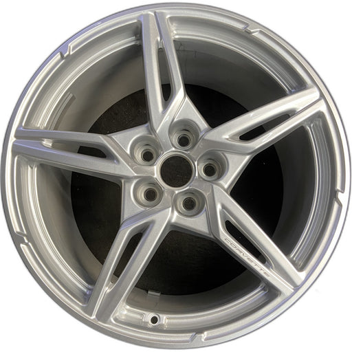20" CORVETTE 20-22 rear, , 5 spoke, gloss silver Original OEM Wheel Rim - Front View