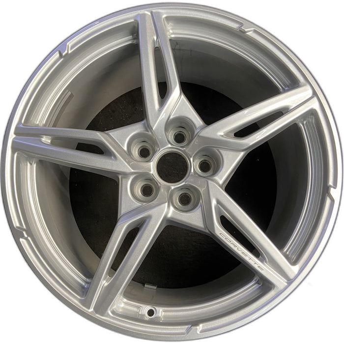20" CORVETTE 20-22 rear, , 5 spoke, gloss silver Original OEM Wheel Rim - Front View