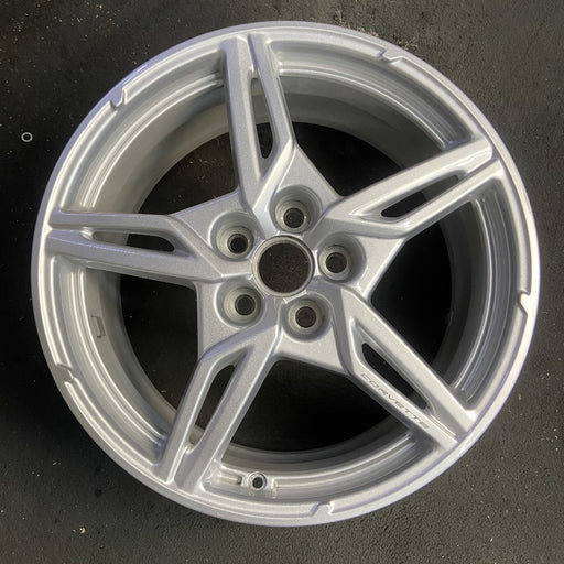 19" CORVETTE 20-22 front, , 5 spoke, gloss silver Original OEM Wheel Rim - Front View