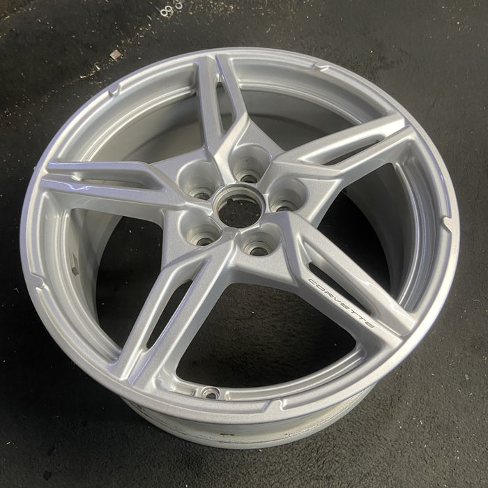19" CORVETTE 20-22 front, , 5 spoke, gloss silver Original OEM Wheel Rim - View 7