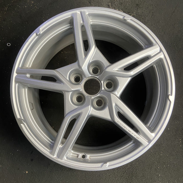 19" CORVETTE 20-22 front, , 5 spoke, gloss silver Original OEM Wheel Rim - Additional View