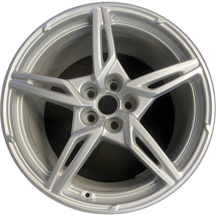 20" CORVETTE 20-22 rear, , 5 spoke, gloss silver Original OEM Wheel Rim - Front View