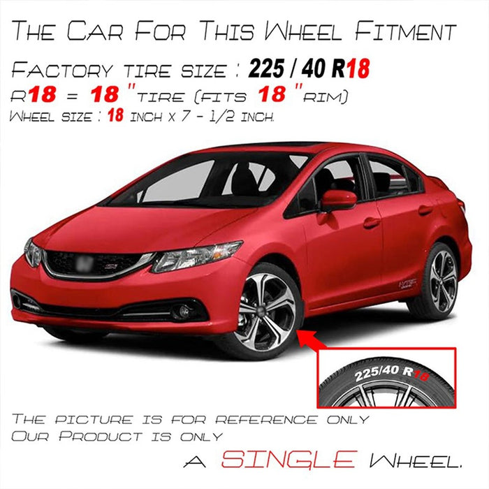18" CIVIC 14-15 18x7.5 , 5 bent spoke REPLACEMENT OEM Style Wheel Rim - View 7