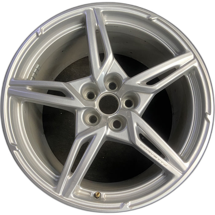 20" CORVETTE 20-22 rear, , 5 spoke, gloss silver Original OEM Wheel Rim - Front View