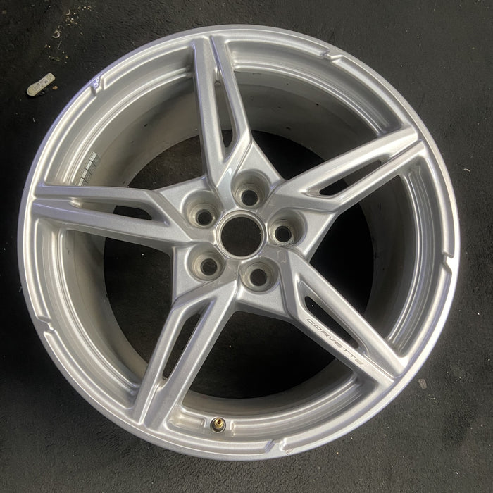 20" CORVETTE 20-22 rear, , 5 spoke, gloss silver Original OEM Wheel Rim - Additional View