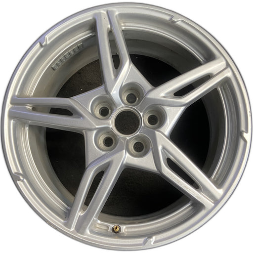 19" CORVETTE 20-22 front, , 5 spoke, gloss silver Original OEM Wheel Rim - Front View