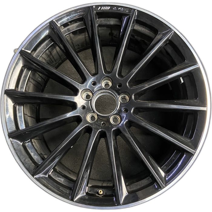 20" MERCEDES S-CLASS 24-26 223 Type , S500, 20x9, 14 spoke, machined black - Front View