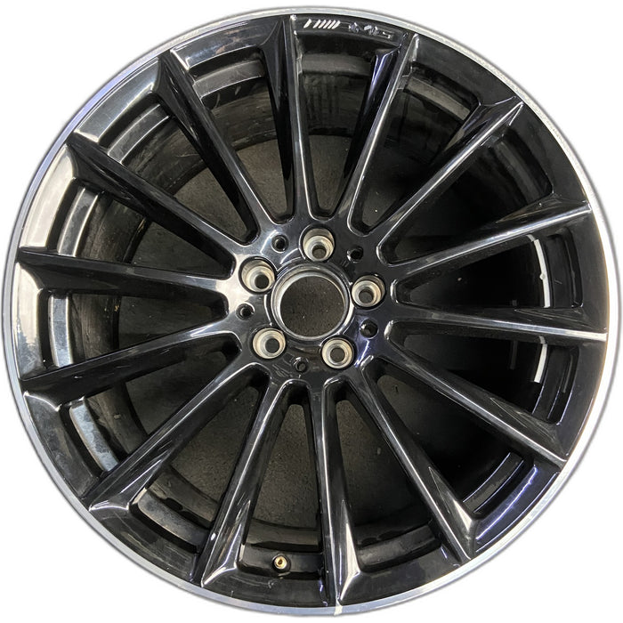 20" MERCEDES S-CLASS 24-26 223 Type , S500, 20x9, 14 spoke, machined black - Front View