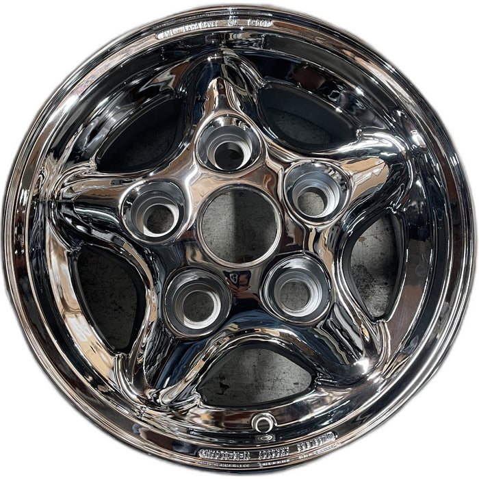 16" LAND ROVER 94-97 alloy , Defender 90 , 5 round spokes Original OEM Wheel Rim - Front View