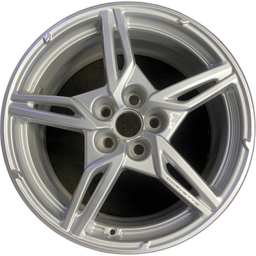 19" CORVETTE 20-22 front, , 5 spoke, gloss silver Original OEM Wheel Rim - Front View