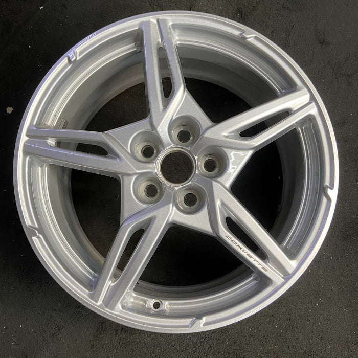 19" CORVETTE 20-22 front, , 5 spoke, gloss silver Original OEM Wheel Rim - Additional View