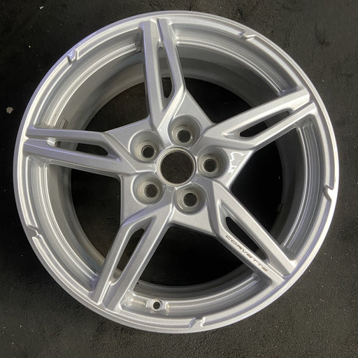 19" CORVETTE 20-22 front, , 5 spoke, gloss silver Original OEM Wheel Rim - Additional View