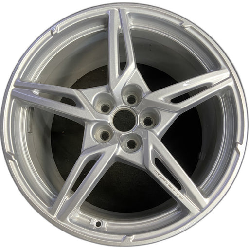 20" CORVETTE 20-22 rear, , 5 spoke, gloss silver Original OEM Wheel Rim - Front View