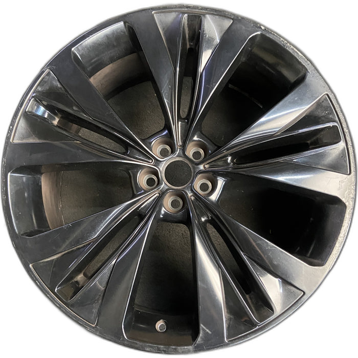 22" F-PACE 17-19 22x9 , 5 slotted spoke, black Original OEM Wheel Rim - Front View