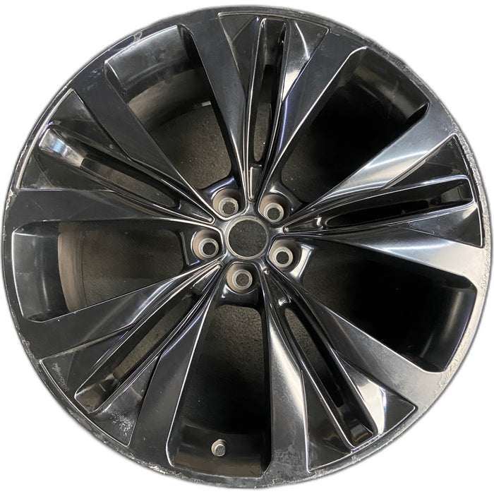 22" F-PACE 17-19 22x9 , 5 slotted spoke, black Original OEM Wheel Rim - Front View